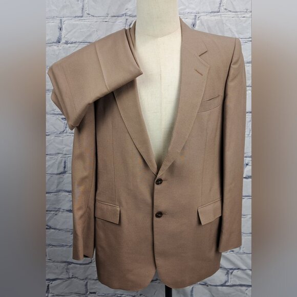 Vintage 80s 70s 60s Men's Suit 2 pc Brown Canvassed Canada 42R 37W - Picture 1 of 16